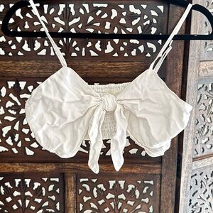 H&m unused Elegant White Bow Tie Women Top